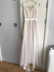 Boho Lace Appliques Tulle Long Wedding Dresses Beach