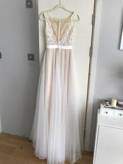 Boho Lace Appliques Tulle Long Wedding Dresses Beach