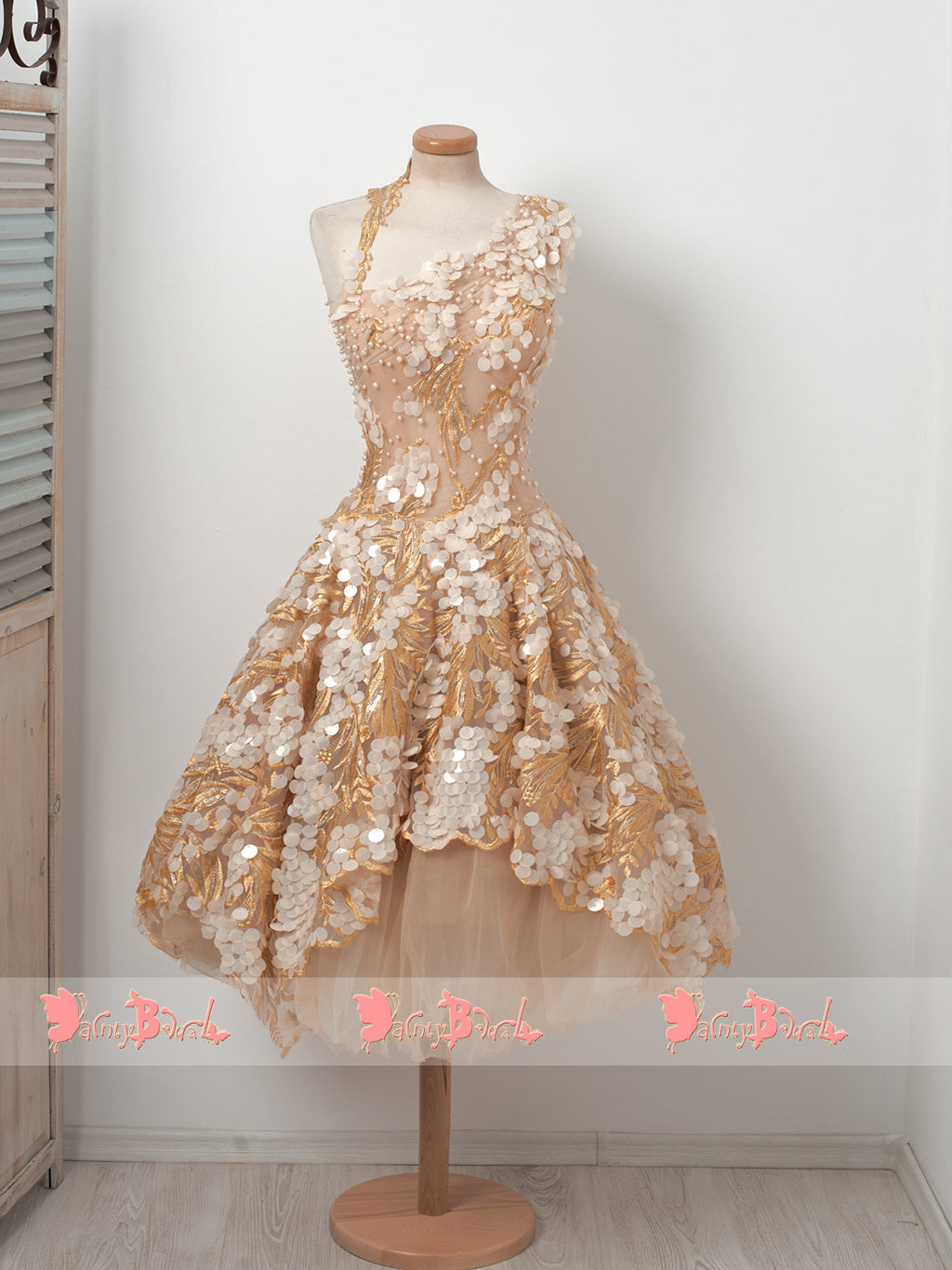 Unique One Shoulder Sequin Lace Beaded Homecoming Dresses,BD0147