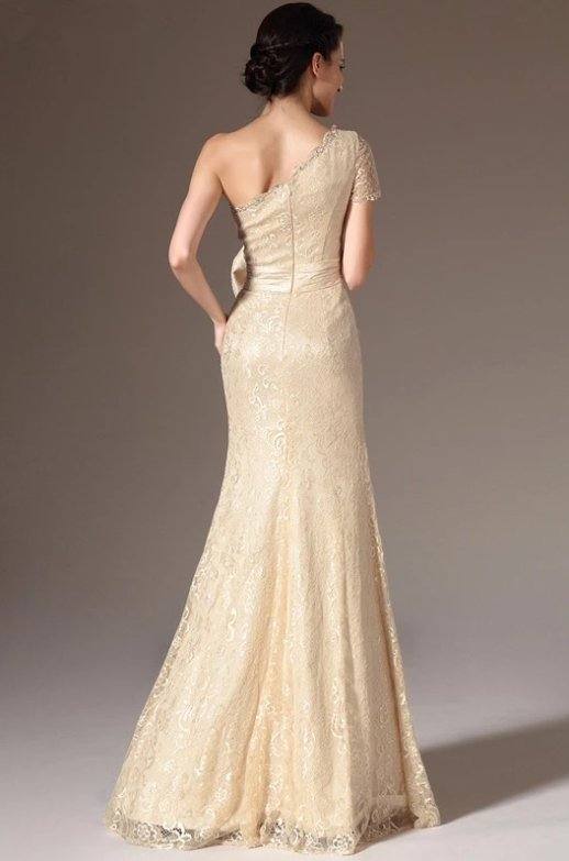 One-shoulder Evening Dresses Mermaid Lace Beaded Bow Long Formal Party Evening Gown Prom Dresses Robe De Soiree - RongMoon