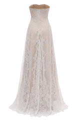 Sweetheart Long Maxi Lace Beach Wedding Dress