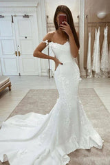 Off The Shoulder Mermaid Flowers Wedding Dress