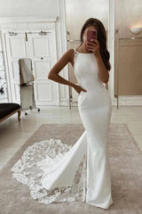 Mermaid Spandex See Through Lace Beach Wedding Dress