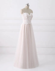 Spaghetti Straps Pink A-line Floor Length Wedding Dresses