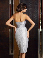 Sheath/Column Strapless Bowknot Sleeveless Short Taffeta Mother of the Bride Dresses - RongMoon