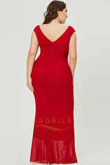 Plus Size Chiffon Floor-Length Prom Dresses with Crystals