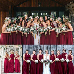 Wine Red Multiway Wrap Bandage Endless Way Convertible Bridesmaid Dress - RongMoon