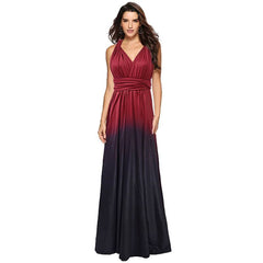 Women's Gradient Light Blue Infinity Wrap Multi Ways Convertible Boho Maxi Bridesmaid Dress - RongMoon