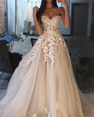 Romantic Bohemian Wedding Dress Tulle Sweetheart Appliques