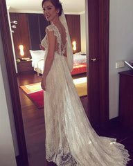 Bohemian Lace Wedding Dress Empire Waist Spaghetti Straps