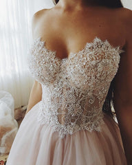 Beach Wedding Dress Lace Sweetheart See Through Corset