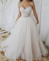 Beach Wedding Dress Lace Sweetheart See Through Corset