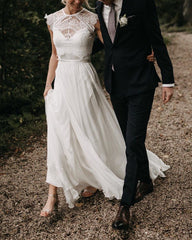 Chiffon Wedding Dress Lace Bolero Jacket