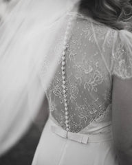 Bohemian Wedding Dress Lace Cap Sleeves