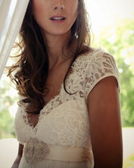 Hippie Wedding Dress Lace V Neck Empire Waist