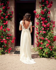 Hippie Wedding Dress Lace V Neck Empire Waist
