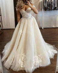 Corset Wedding Dress Tulle Off The Shoulder Appliques