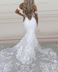 Elegant Lace Mermaid Wedding Dress Off Shoulder
