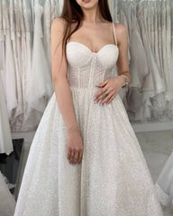 Sparkly Corset Wedding Dress Tea Length