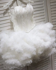 White Feather Corset Organza Layered Dress