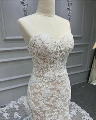 Mermaid Ivory Lace And Nude Wedding Dress
