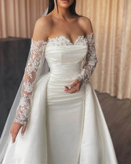 White Mermaid Sweetheart Satin Wedding Dress