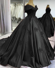 Ball Gown Satin Off The Shoulder Lace Embroidery Dress