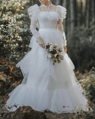 White Tulle Fairycore Wedding Dress