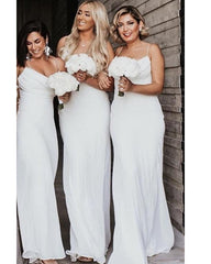 Long Sheath Bridesmaid Dresses Draped Back