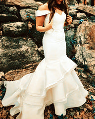 Mermaid Prom Dresses Off Shoulder Ruffles Skirts