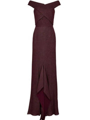 Mermaid / Trumpet Mother of the Bride Dress Sexy Off Shoulder Floor Length Polyester Short Sleeve with Criss Cross Split Front - RongMoon
