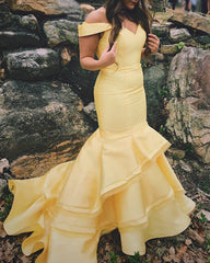 Mermaid Prom Dresses Off Shoulder Ruffles Skirts