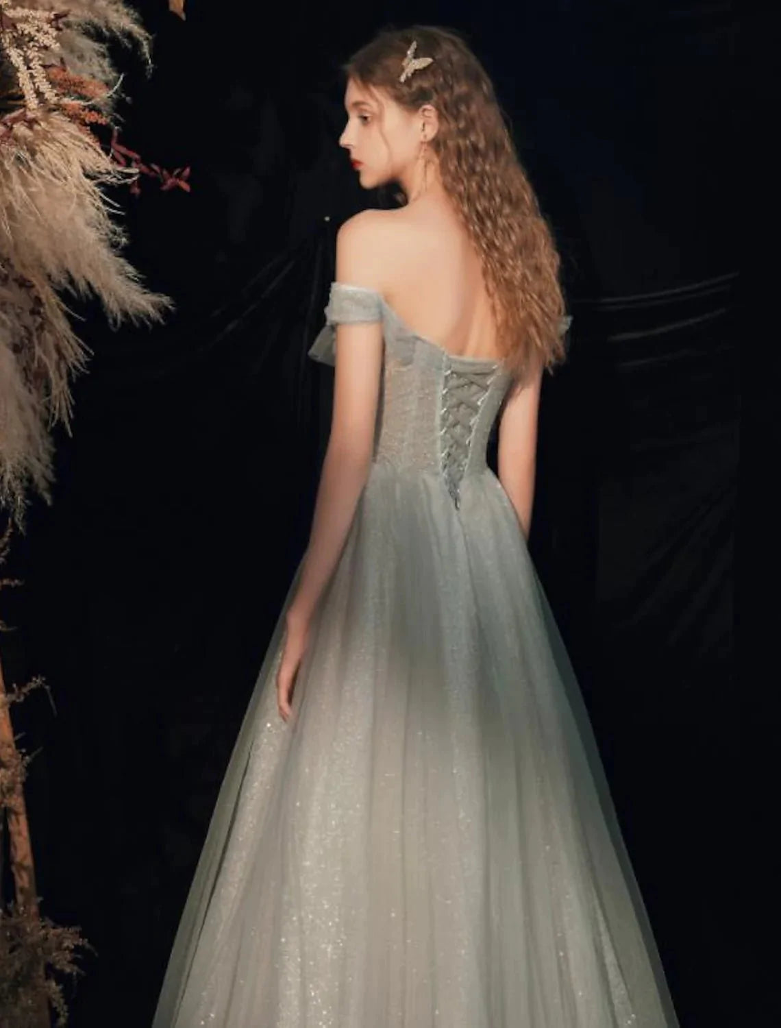 A-Line Bridesmaid Dress Off Shoulder Short Sleeve Sexy Floor Length Tulle with Pleats / Sequin - RongMoon