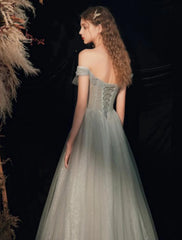 A-Line Bridesmaid Dress Off Shoulder Short Sleeve Sexy Floor Length Tulle with Pleats / Sequin - RongMoon