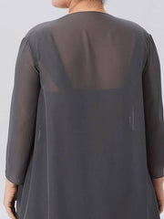 A-Line Mother of the Bride Dress Plus Size Elegant Straps Knee Length Chiffon Sleeveless with Criss Cross Pleats - RongMoon