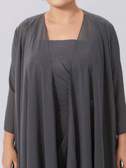 A-Line Mother of the Bride Dress Plus Size Elegant Straps Knee Length Chiffon Sleeveless with Criss Cross Pleats - RongMoon