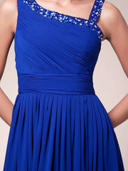 A-Line Mother of the Bride Dress Sparkle & Shine Straps Floor Length Chiffon Sleeveless with Pleats Ruched Beading - RongMoon