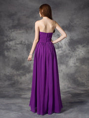 A-line/Princess Sweetheart Ruffles Sleeveless High Low Chiffon Bridesmaid Dresses - RongMoon