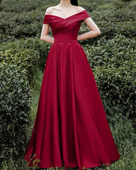 Off The Shoulder Bridesmaid Dresses Satin Floor Length