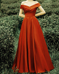 Off The Shoulder Bridesmaid Dresses Satin Floor Length