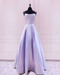 Spaghetti Straps Prom Dresses Satin Floor Length