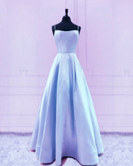 Spaghetti Straps Prom Dresses Satin Floor Length