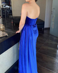 Velvet Strapless Mermaid Dresses With Slit