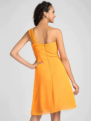 Ball Gown / A-Line Bridesmaid Dress One Shoulder / Sweetheart Neckline Sleeveless Sexy Knee Length Chiffon with Criss Cross / Draping / Side Draping - RongMoon