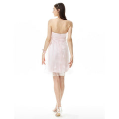 Ball Gown / A-Line Bridesmaid Dress Strapless Sleeveless Knee Length Satin / Tulle with Flowe - RongMoon