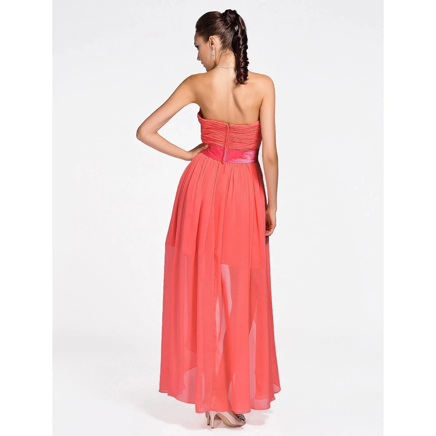 Ball Gown / A-Line Bridesmaid Dress Sweetheart Neckline / Strapless Sleeveless Lace Up Asymmetrical / Short / Mini Chiffon with Criss Cross / Ruched / Draping - RongMoon