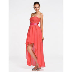 Ball Gown / A-Line Bridesmaid Dress Sweetheart Neckline / Strapless Sleeveless Lace Up Asymmetrical / Short / Mini Chiffon with Criss Cross / Ruched / Draping - RongMoon