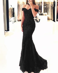 Off Shoulder Lace Mermaid Prom Dresses Elegant Formal Gowns