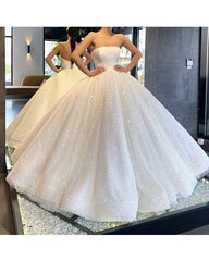 Strapless Bodice Corset Sequin Ball Gown Wedding Dresses Bling Bling