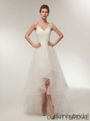 Copy of Copy of Popular white v-neck spaghetti strap lace up back tulle pretty wedding dress .DB0097